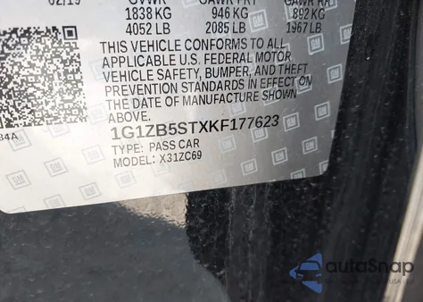 2019 Chevrolet Malibu 1Ls from USA, damaged, VIN 1G1ZB5STXKF177623